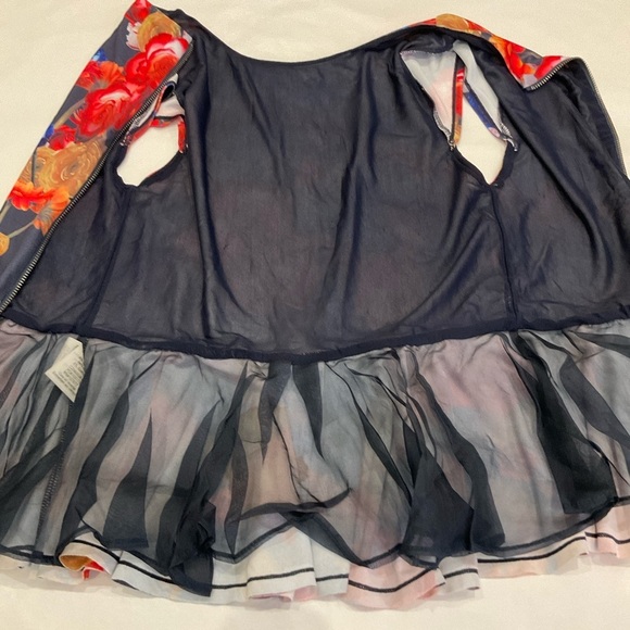 Alice + Olivia Womens Top XSmall Cap Sleeves Peplum Layered Tulle Exposed Zipper - Picture 6 of 11